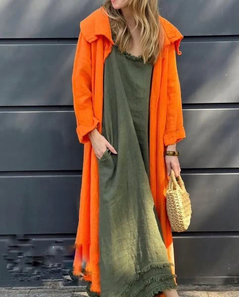 Boho Style Maxi Dress with Lightweight Kimono (Linen) - Image 6