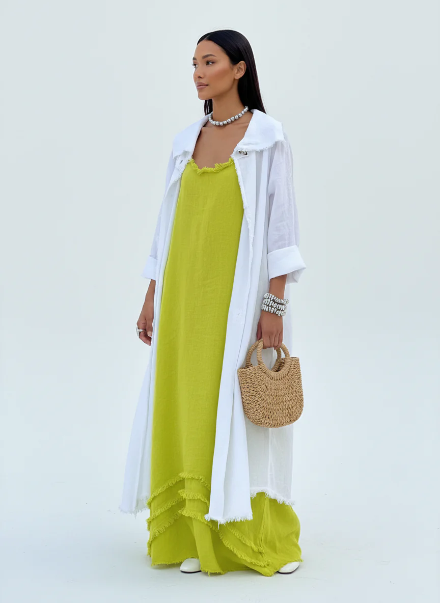 Boho Style Maxi Dress with Lightweight Kimono (Linen) - Image 9