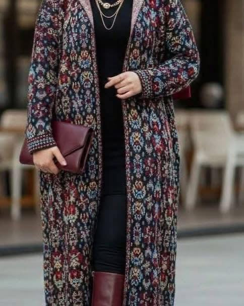 Burgundy Heritage Long Cardigan - Image 4