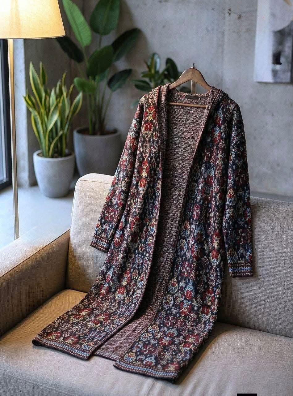 Burgundy Heritage Long Cardigan - Image 5