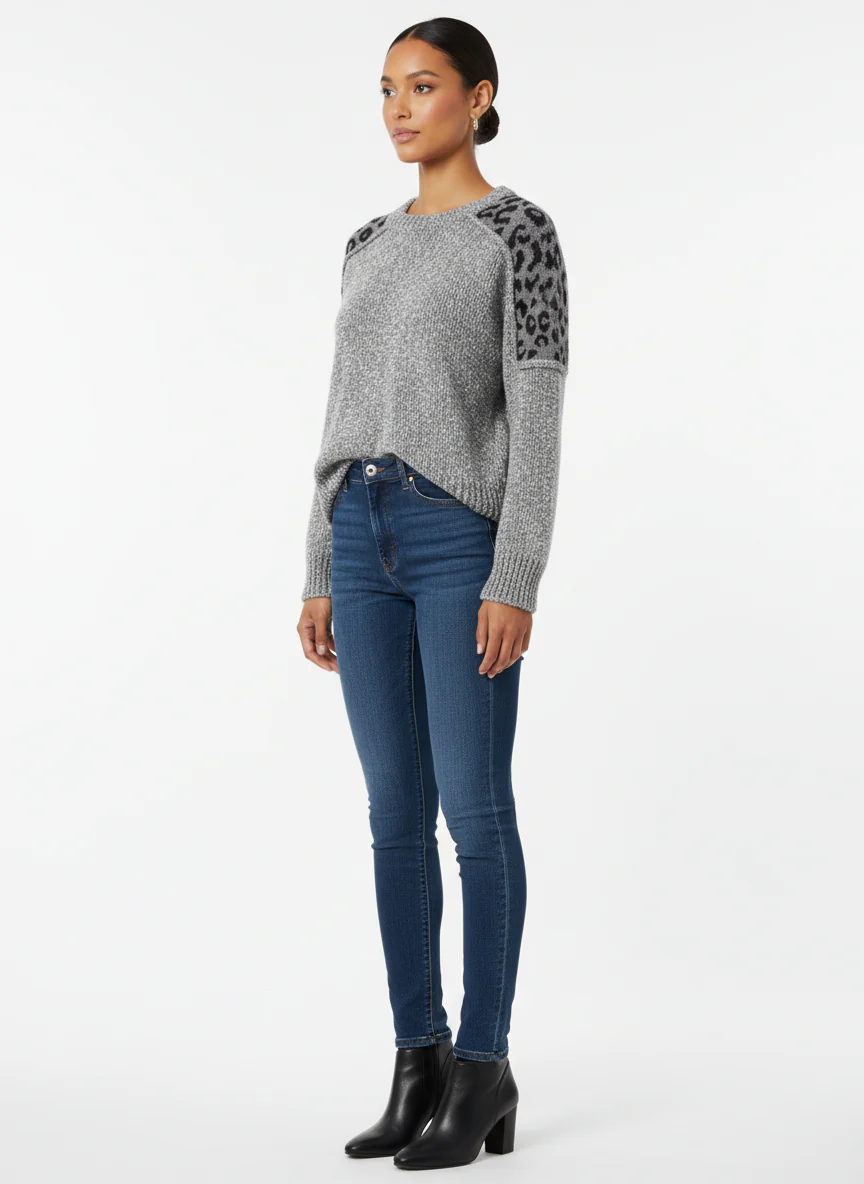 Chic Leopard Shoulder Knit  pullover - Image 4