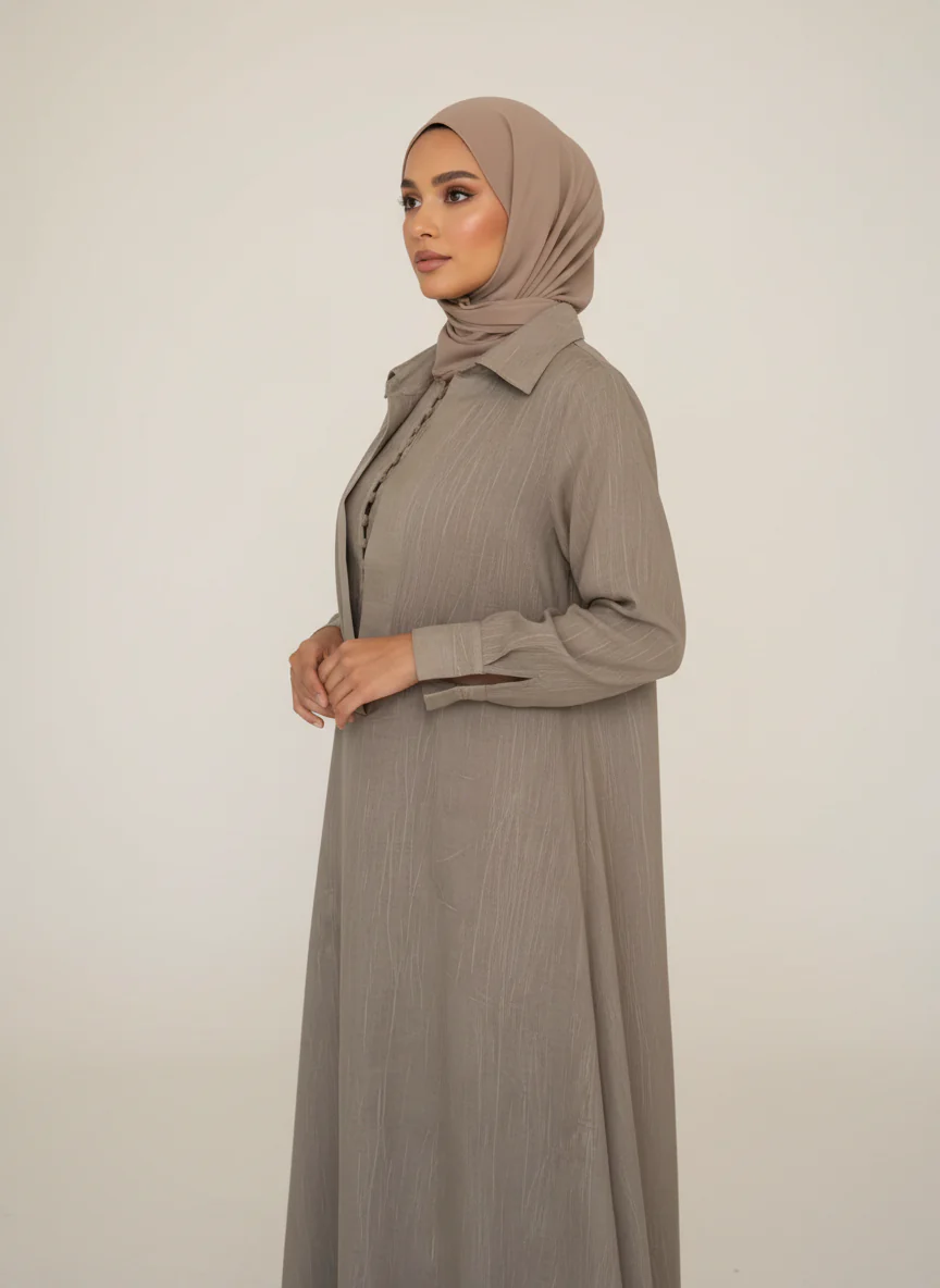 Cotton Linen Classic Abaya - Image 4