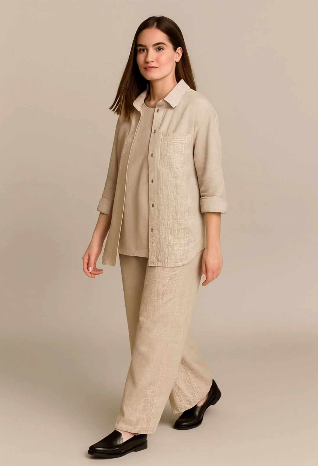 Elegant Drape Three-Piece Linen set - Image 3