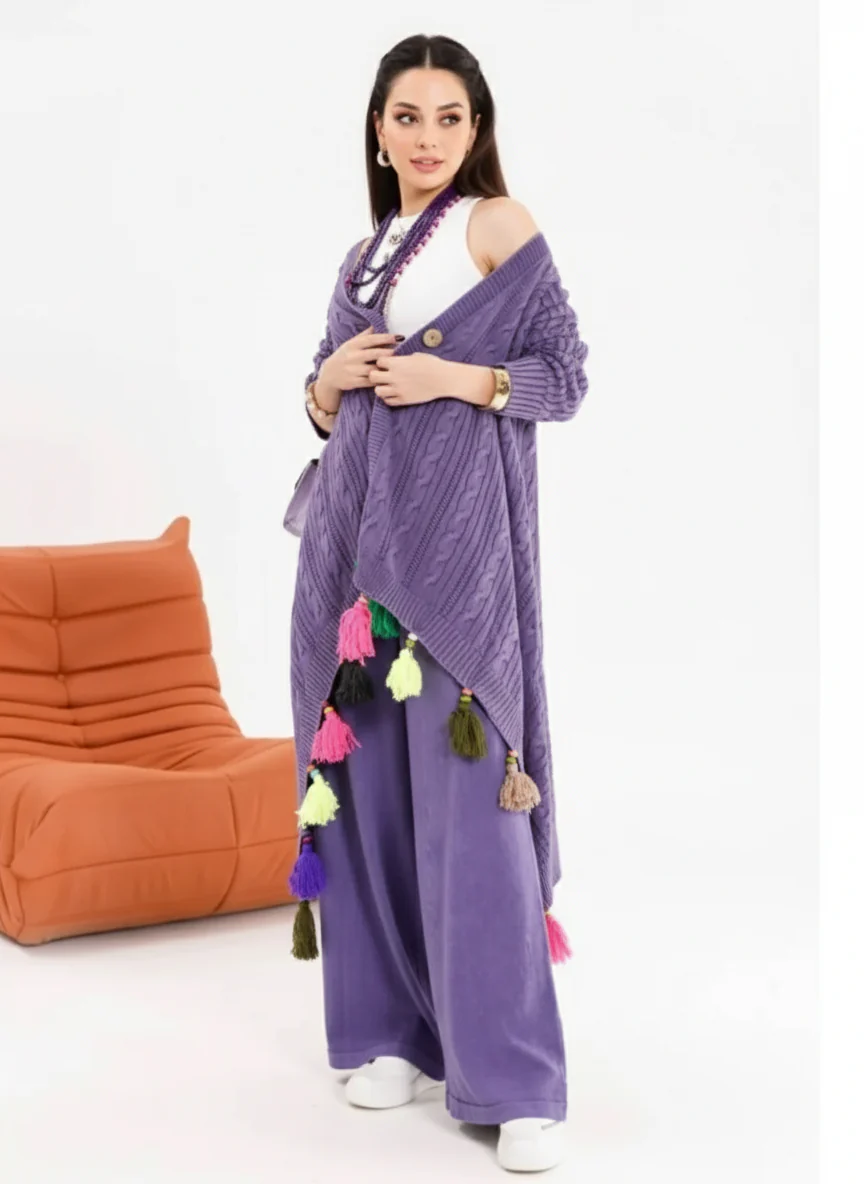 Knit Tassel Cardigan set-2piecs - Image 2