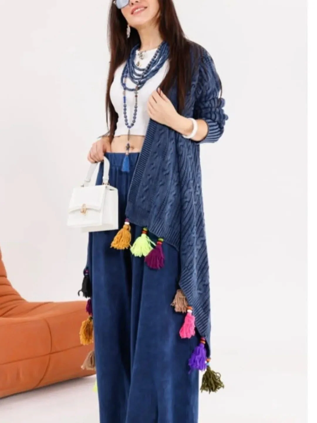 Knit Tassel Cardigan set-2piecs - Image 3
