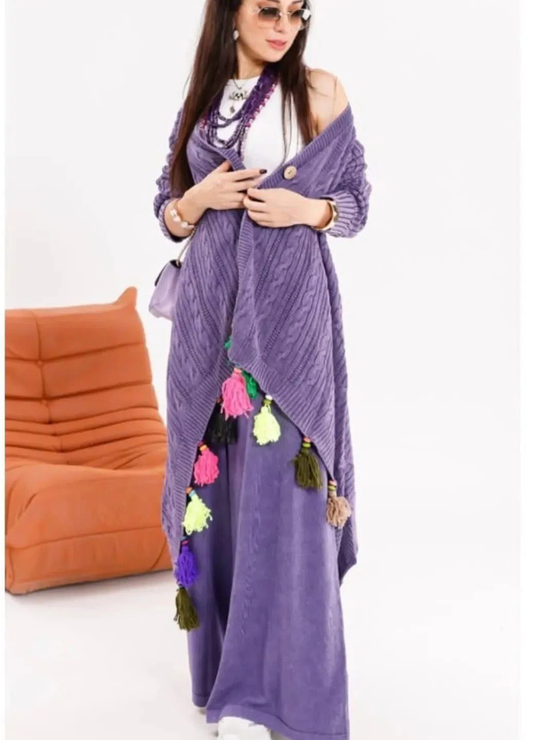 Knit Tassel Cardigan set-2piecs - Image 5