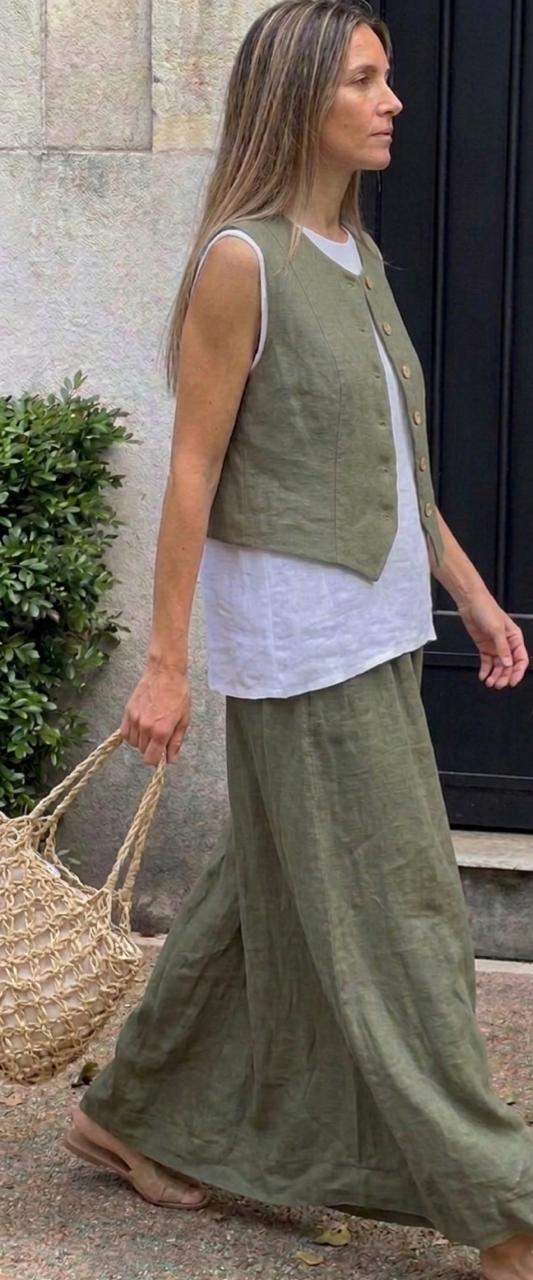 Linen Three-Piece Casual Set - Image 3