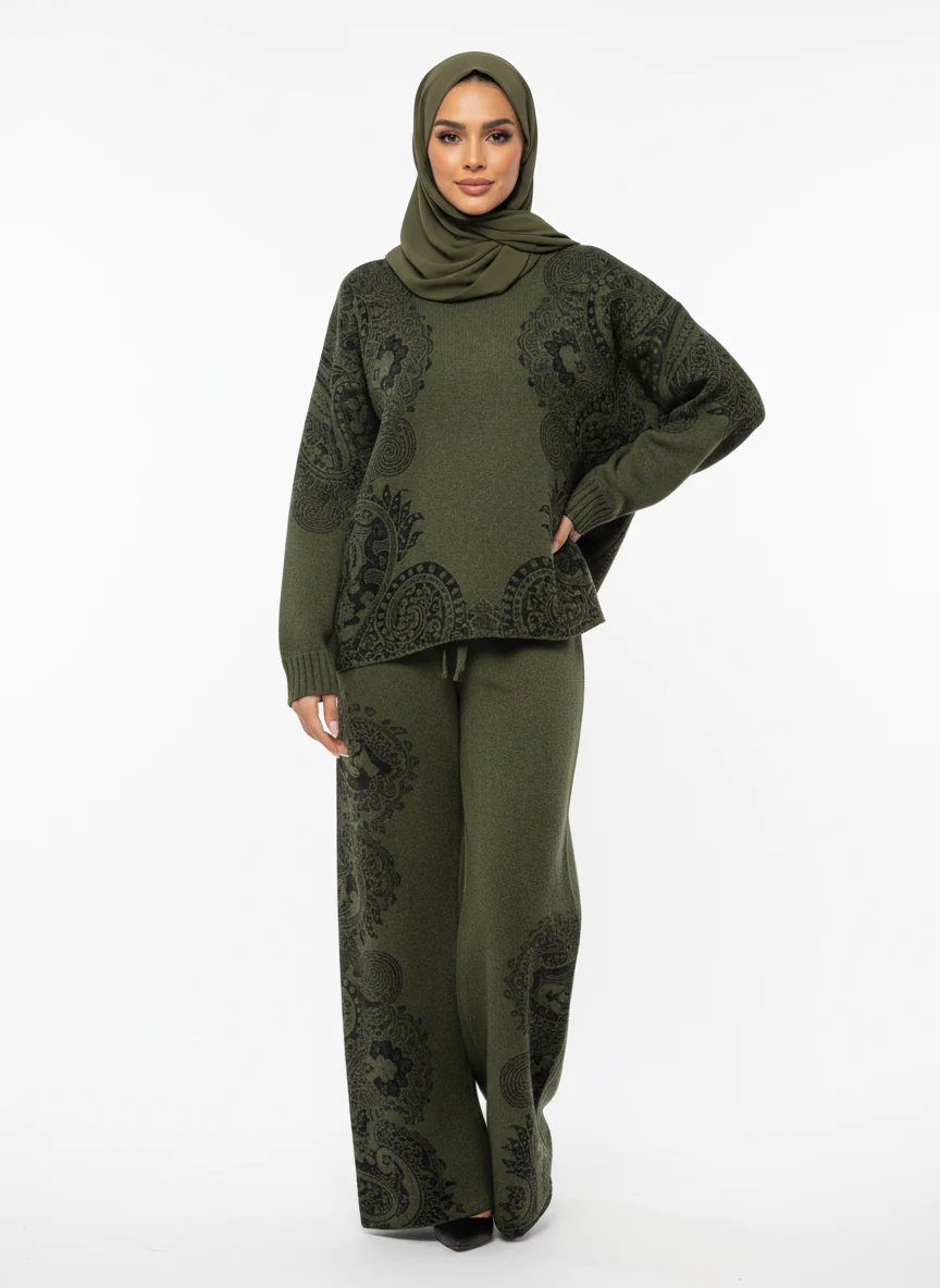 Royal Paisley Winter Knit Set Two Piece