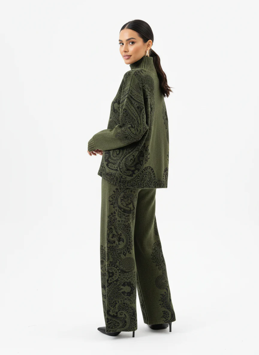 Royal Paisley Winter Knit Set Two Piece - Image 4