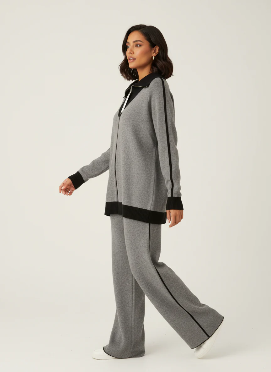 Two-Tone Zip Lounge Set  – 2 Pieces