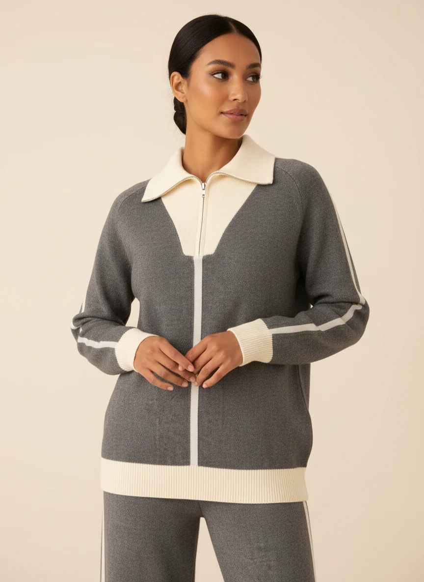 Two-Tone Zip Lounge Set  – 2 Pieces - Image 2