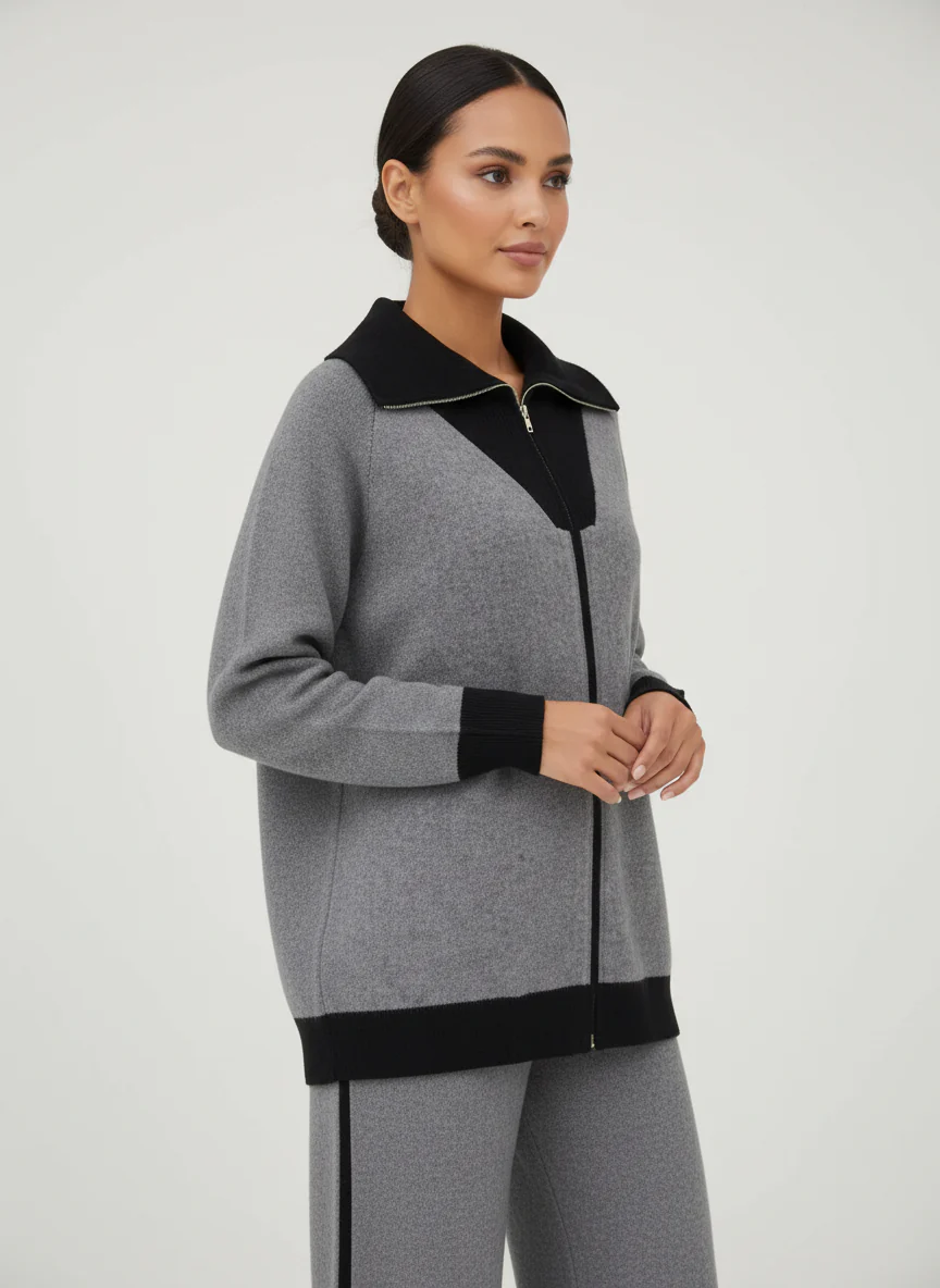 Two-Tone Zip Lounge Set  – 2 Pieces - Image 8